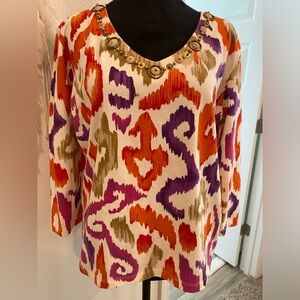 Ruby Rd Womens jersey top with beads sz CL